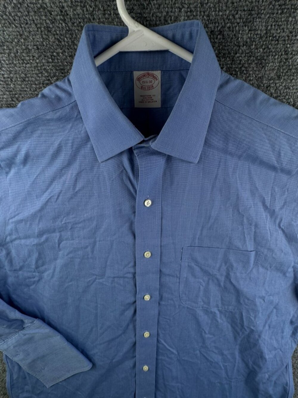 Brooks Brothers Long Sleeve Button Up Shirt Men Cotton 15.5 32 Blue Traditional